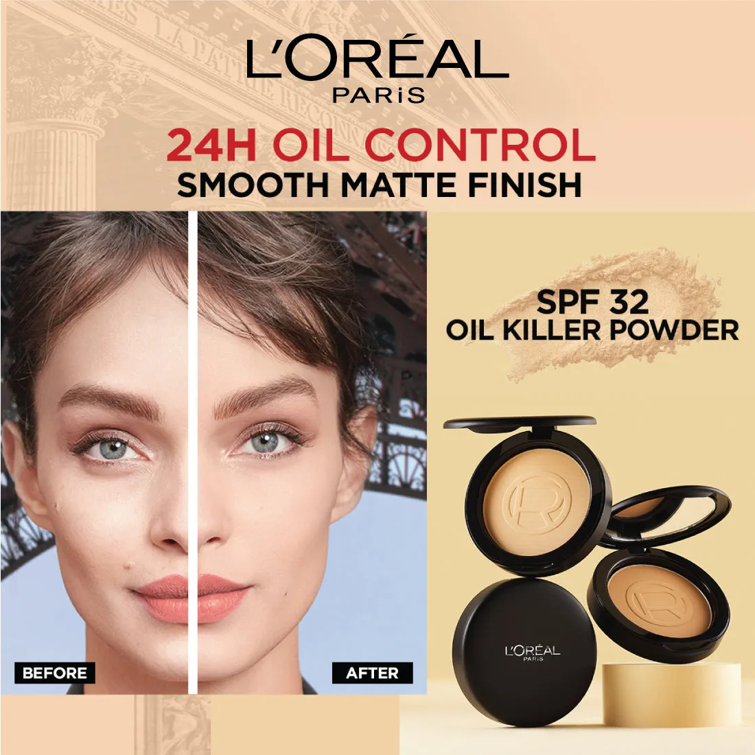 L’Oréal Paris Infallbile 24h Oil Killer High Coverage Compact Powder | Matte-Finish, Lightweight & Blendable & Compact For Face Makeup | With SPF 32 & PA     | 250 Radiant Sand