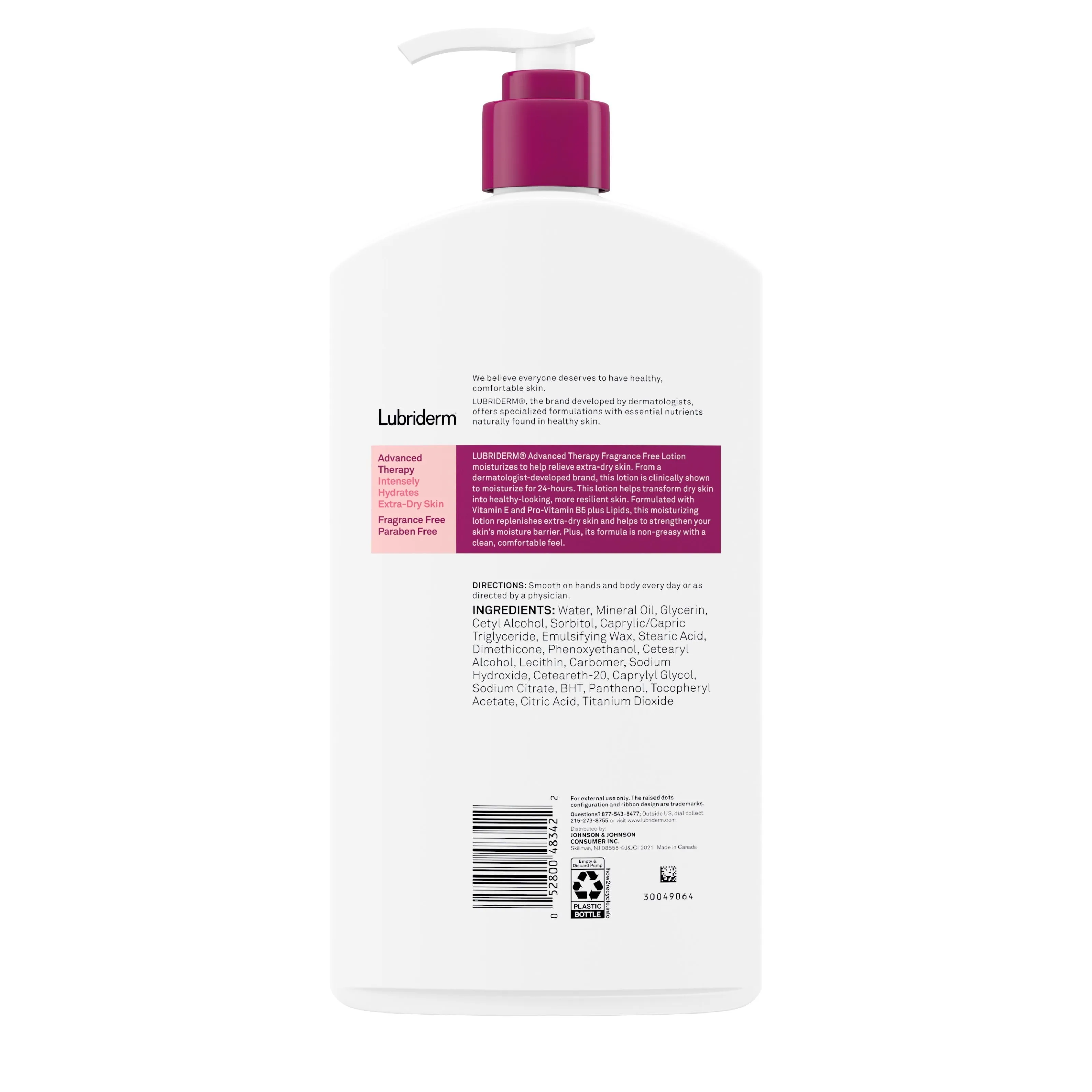 Lubriderm Advanced Therapy Fragrance-Free Lotion, Vitamin E, 32 fl. oz