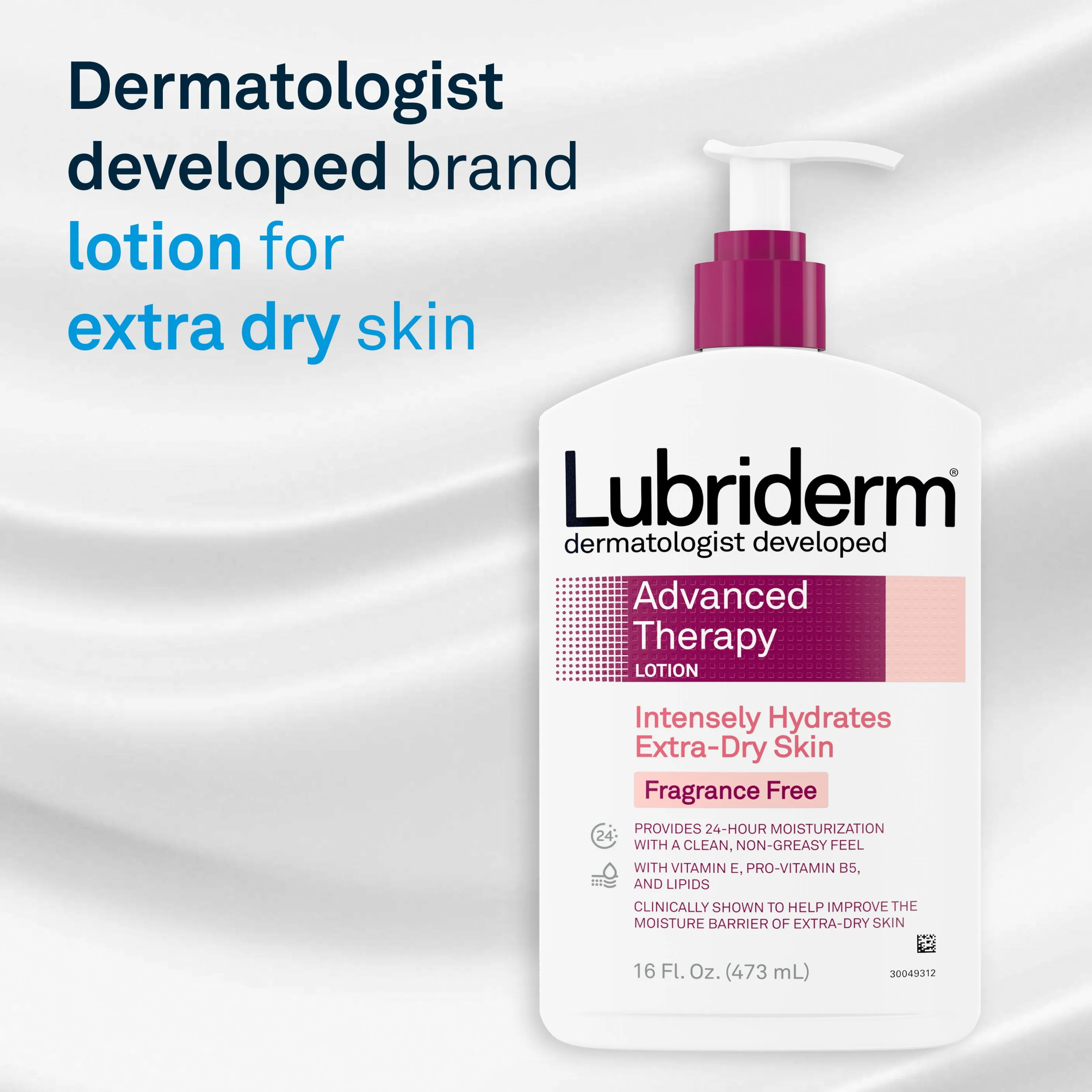 Lubriderm Advanced Therapy Fragrance-Free Lotion, Vitamin E, 32 fl. oz