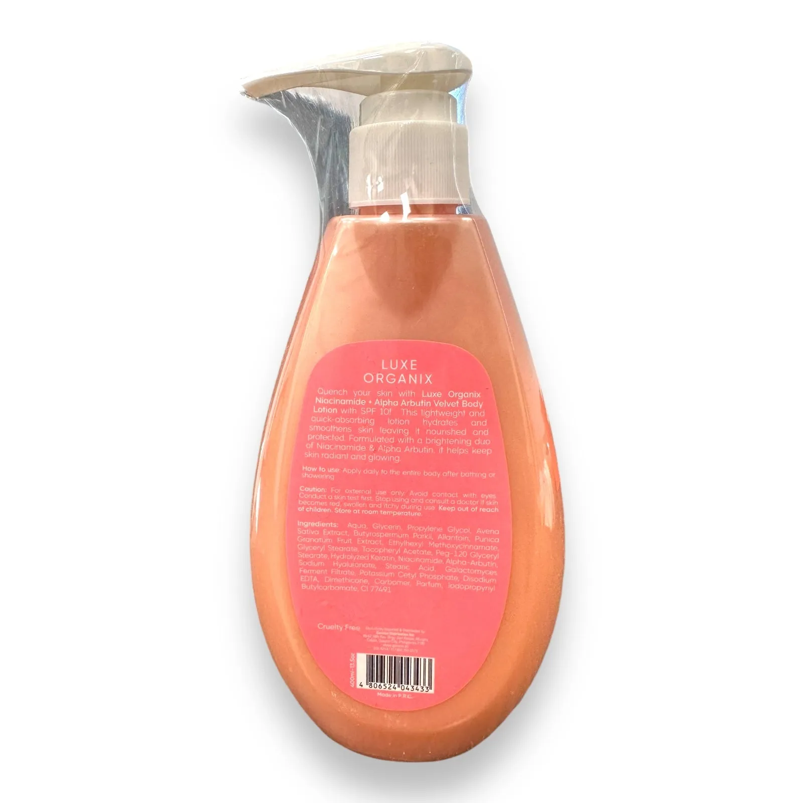 Luxe Organix Niacinamide   Alpha Arbutin - Velvet Body Lotion - Double Brightening 400ml ( pink )