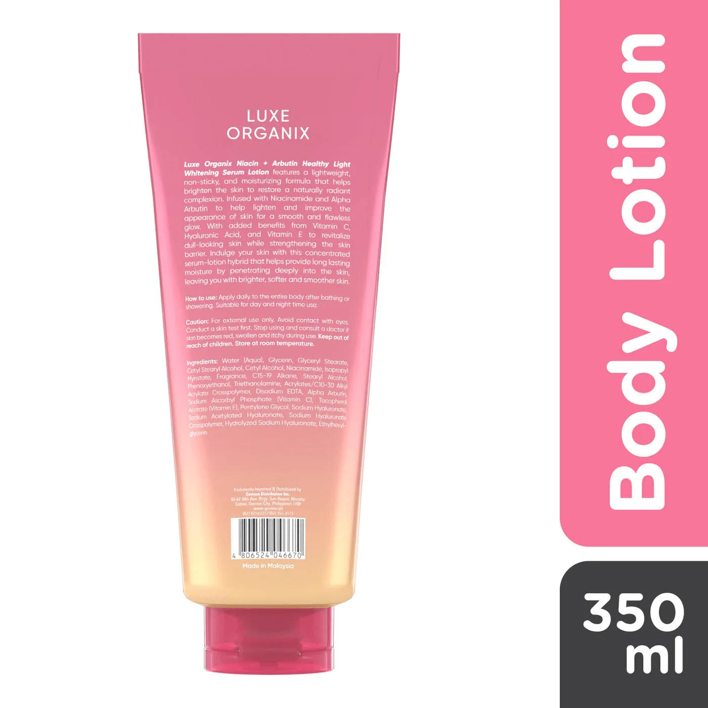 Luxe Organix Niacinamide   Arbutin Healthy Light Whitening Serum Lotion - 350ml