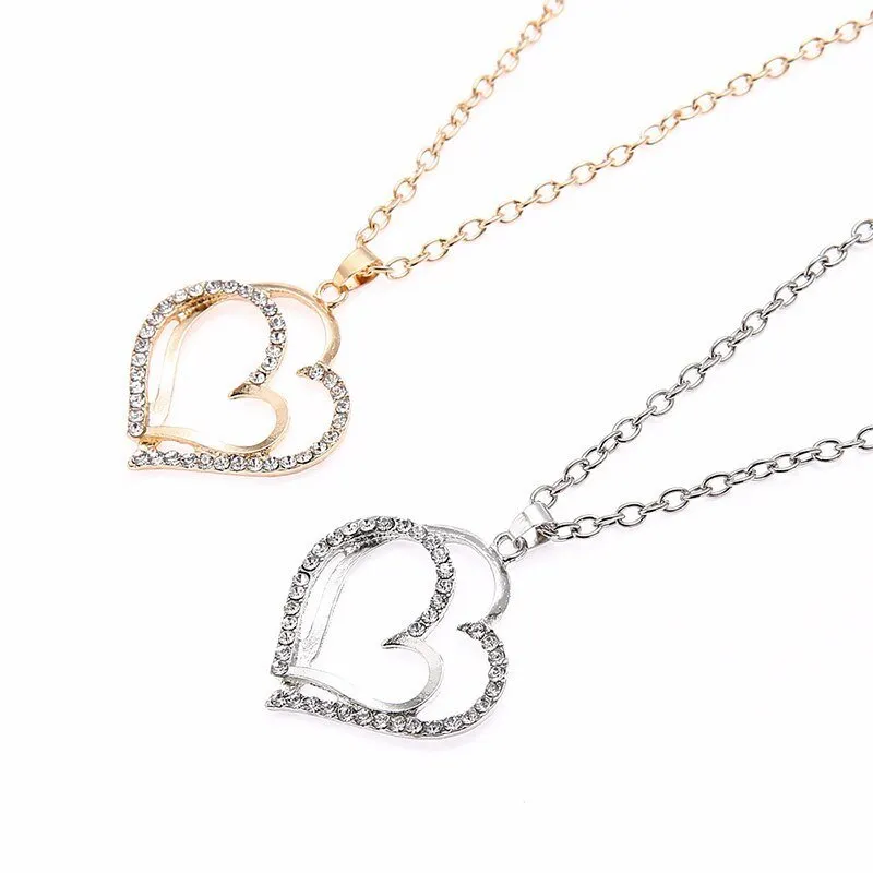 Luxury Double Heart Jewelry Set For Women Wedding Gold Jewelry