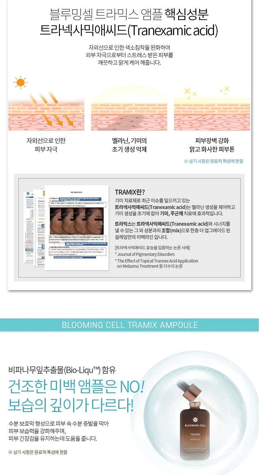 Made in Korea BLOOMING CELL Freckle blemishes Whitening Tramix Ampoule 30ml 30ml