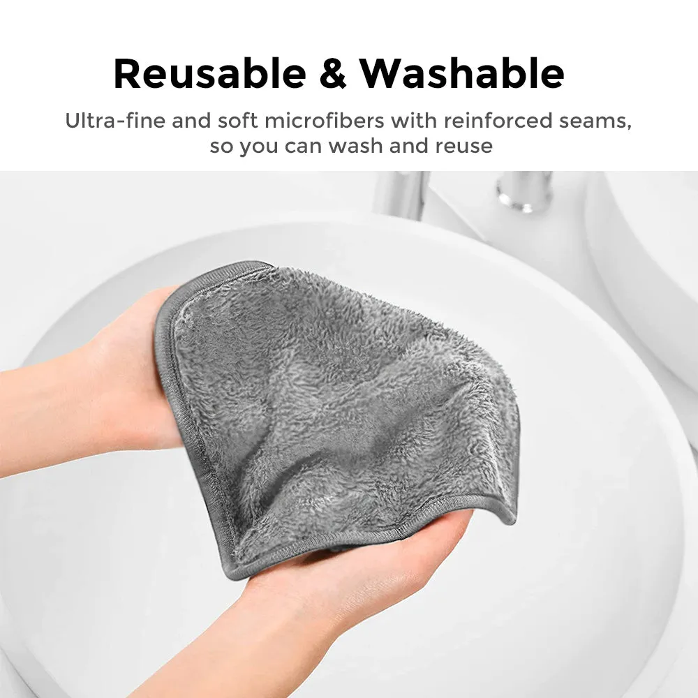 Makeup Remover Cloth Reusable Microfiber Face Towel Washable, Square Facial Cleansing Cloth, Makeup Hair Band for Sports Yoga Gym Band