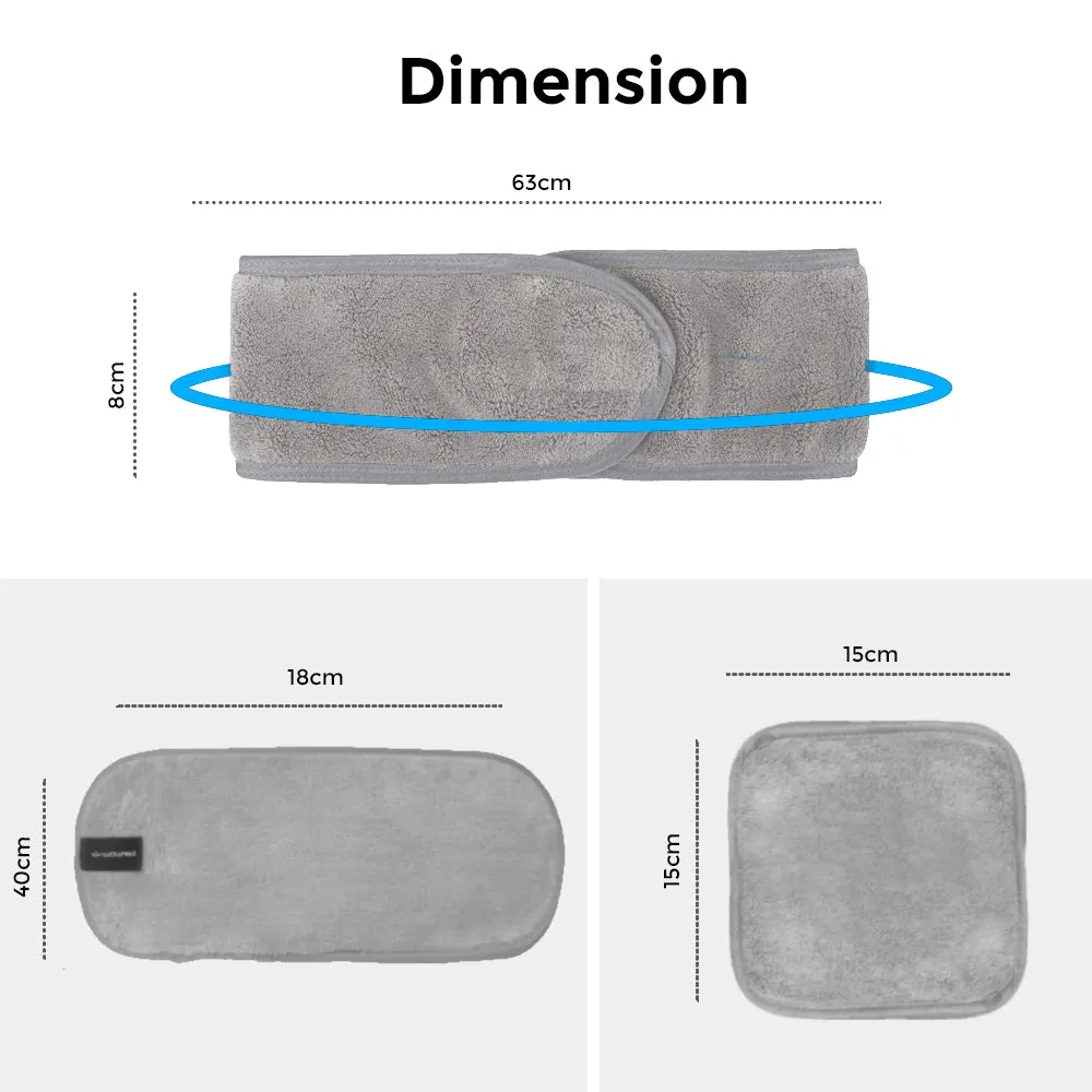 Makeup Remover Cloth Reusable Microfiber Face Towel Washable, Square Facial Cleansing Cloth, Makeup Hair Band for Sports Yoga Gym Band
