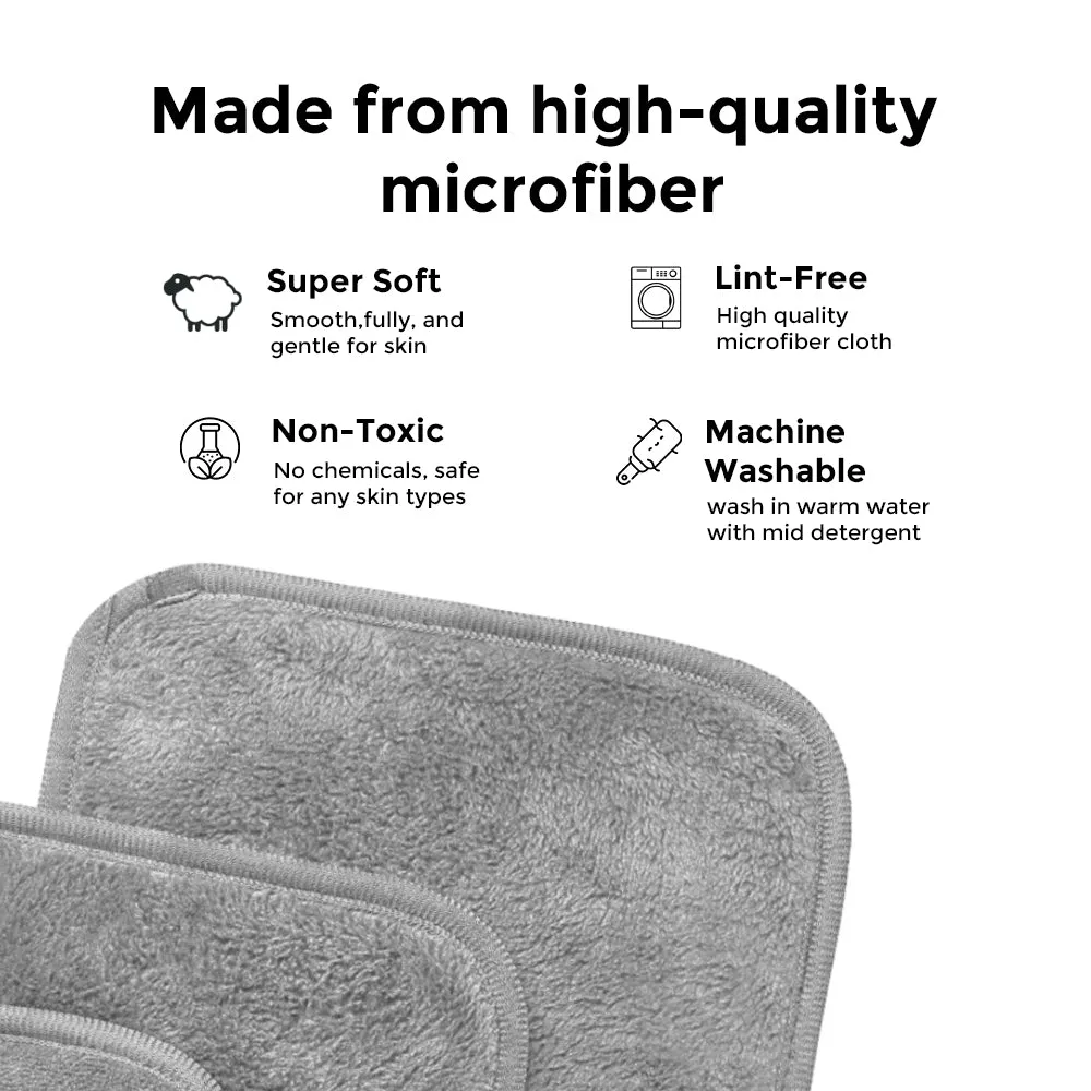 Makeup Remover Cloth Reusable Microfiber Face Towel Washable, Square Facial Cleansing Cloth, Makeup Hair Band for Sports Yoga Gym Band