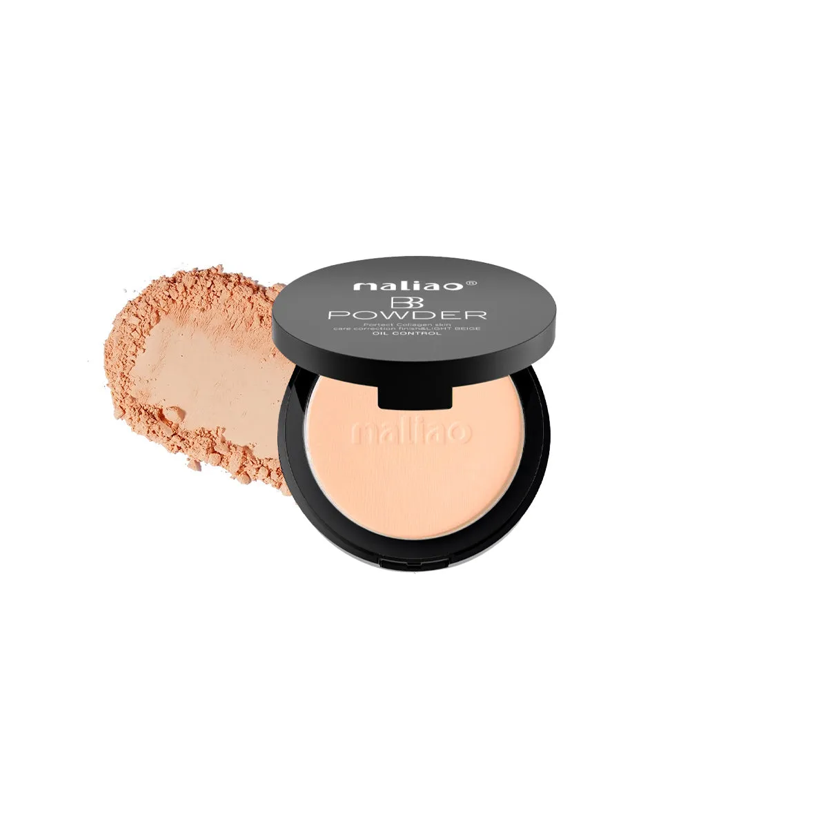 Maliao BB Compact Powder Oil Control - Protect Collagen, Skin Care Correction Finish, Light Beige