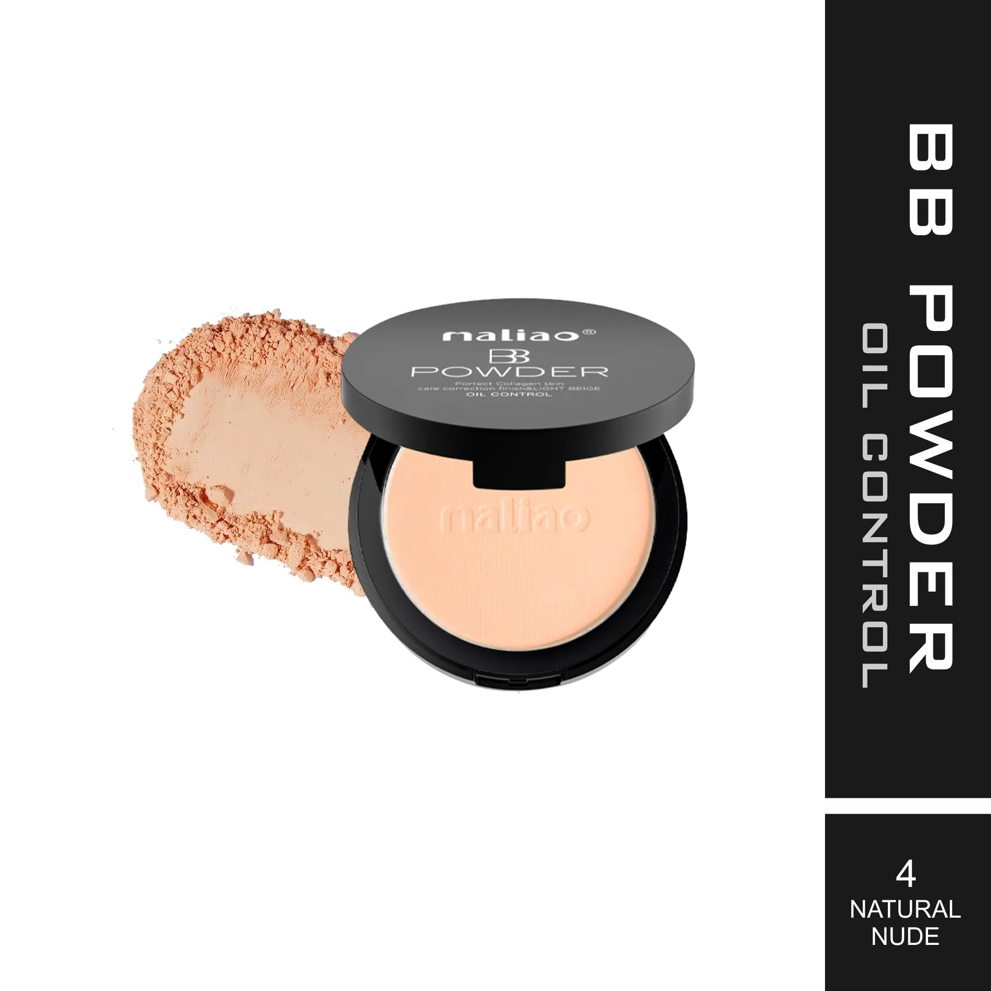 Maliao BB Compact Powder Oil Control - Protect Collagen, Skin Care Correction Finish, Light Beige
