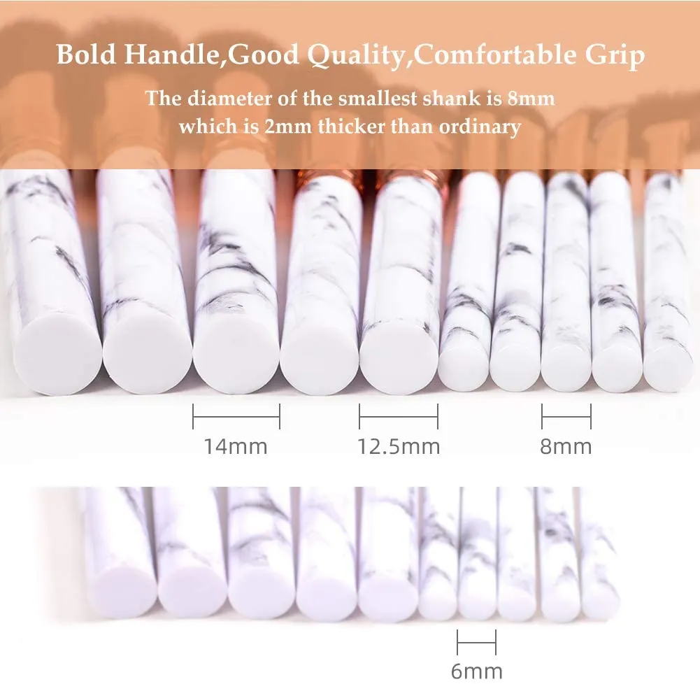 Marble-10pcs Makeup Brush Sets with Cosmetics Bag