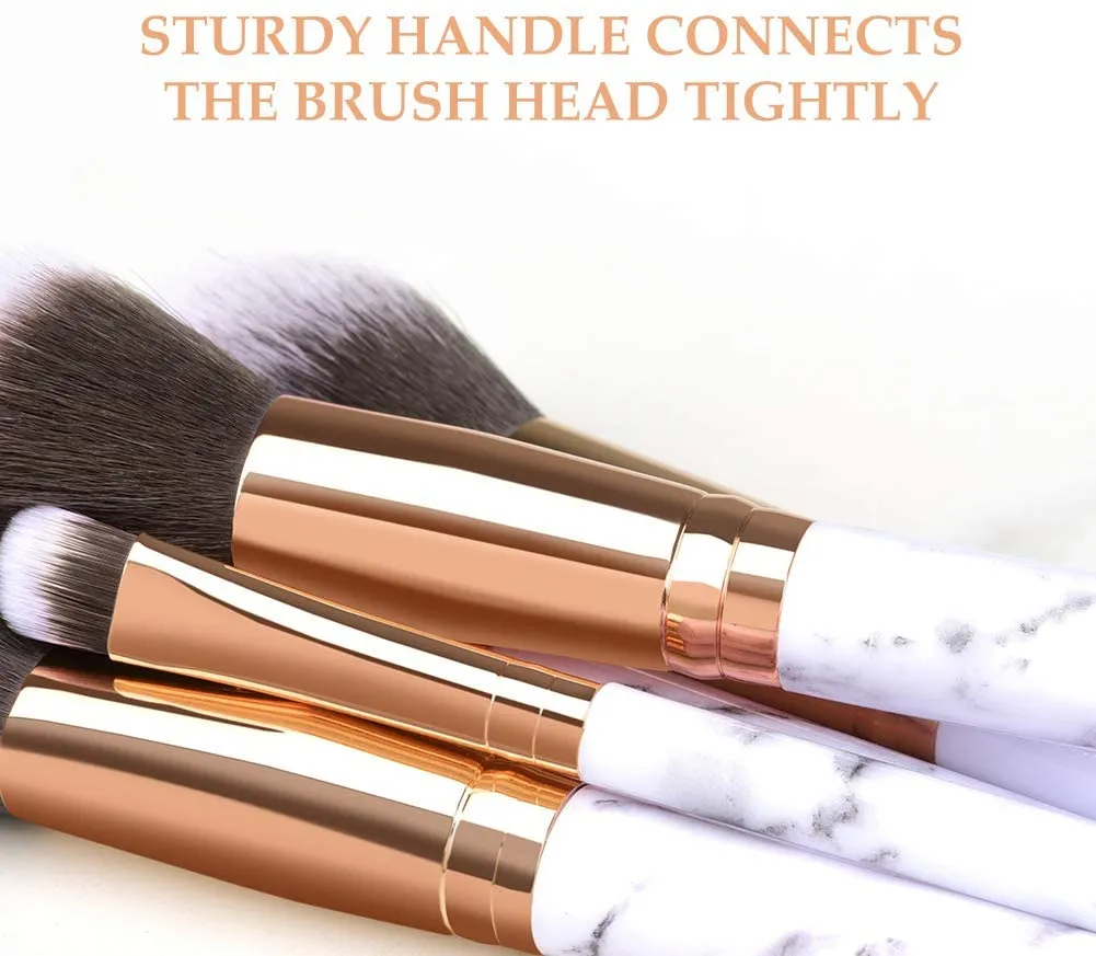Marble-10pcs Makeup Brush Sets with Cosmetics Bag
