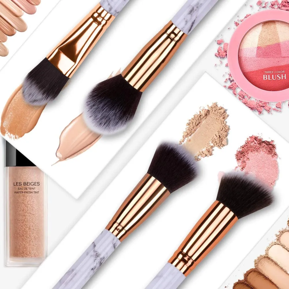 Marble-10pcs Makeup Brush Sets with Cosmetics Bag