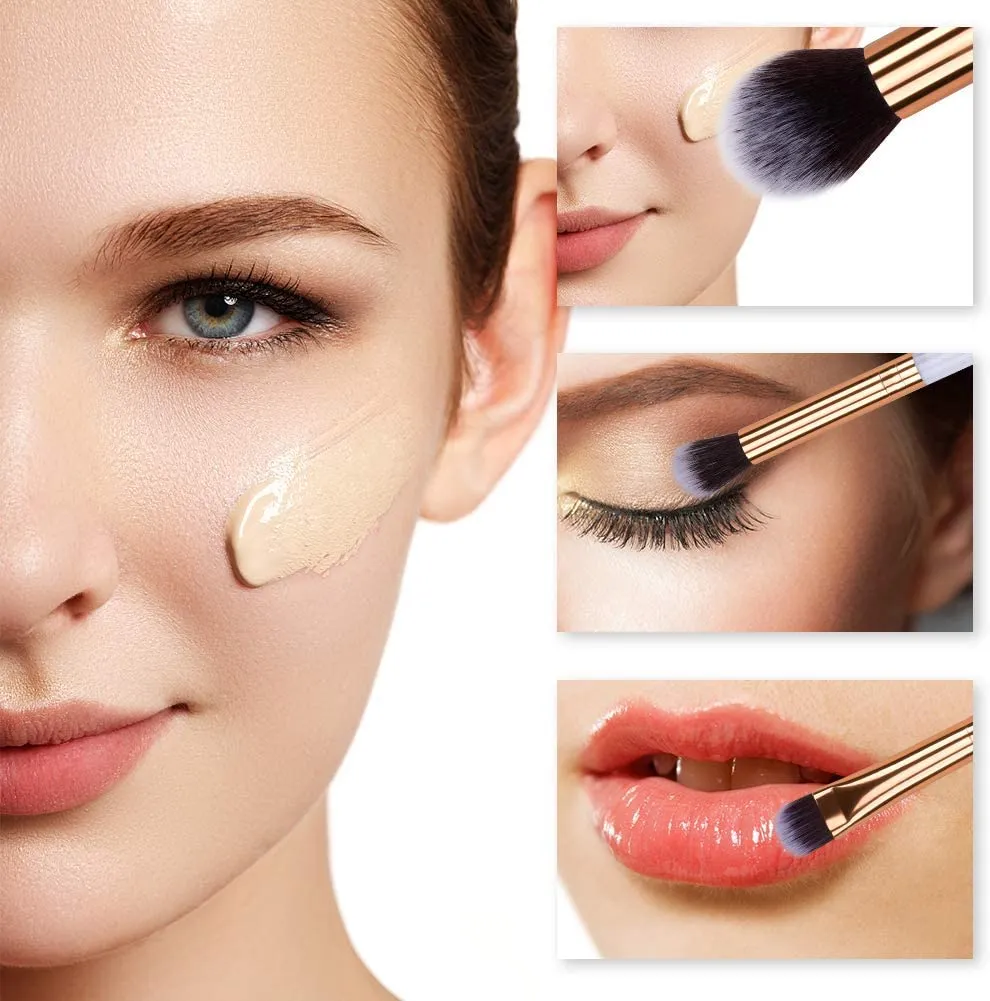 Marble-10pcs Makeup Brush Sets with Cosmetics Bag