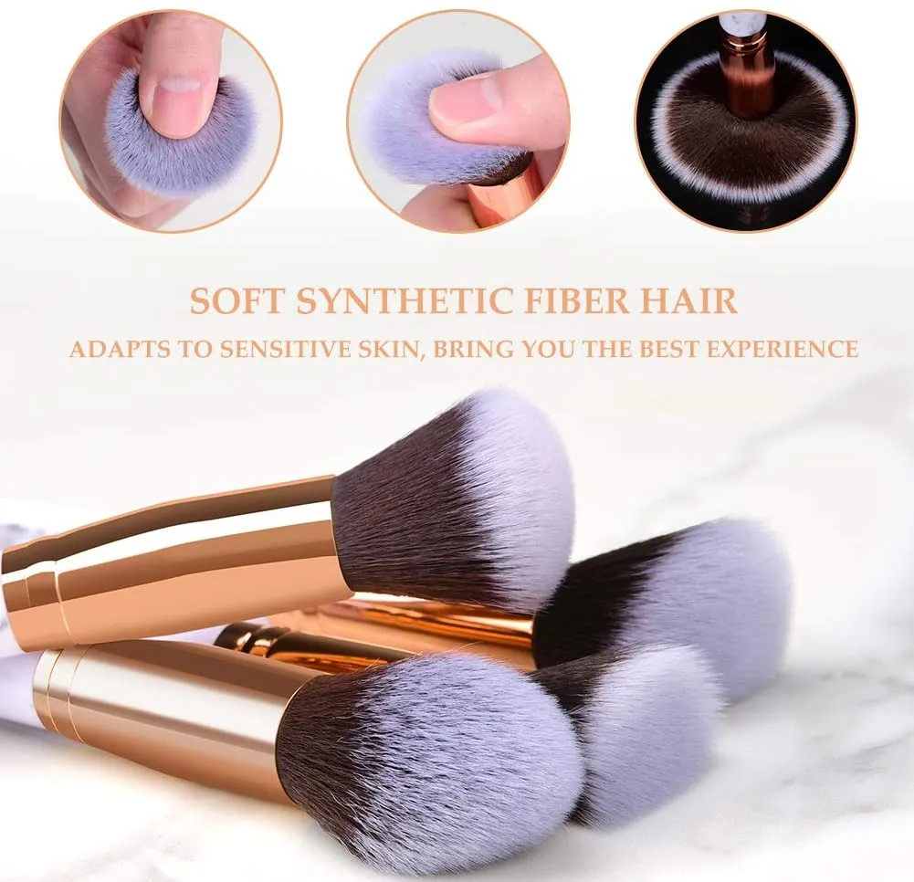 Marble-10pcs Makeup Brush Sets with Cosmetics Bag