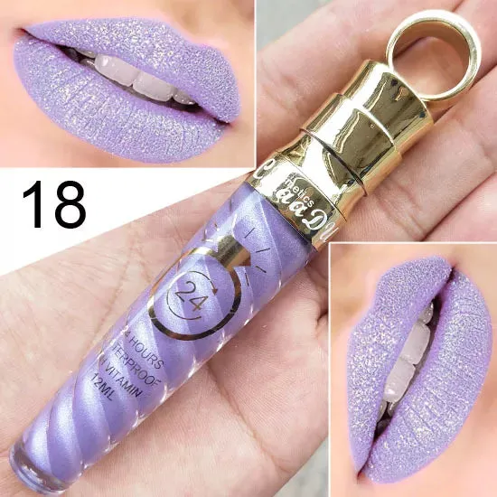 Matte Liquid Lipstick, Lip Stain, Waterproof, Long-Lasting, Sexy Pigment Nude Glitter Style Lip Gloss - Beauty Red Lip Tint.