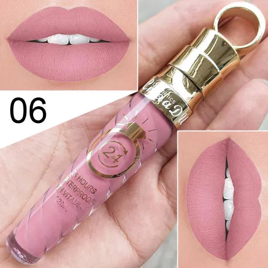 Matte Liquid Lipstick, Lip Stain, Waterproof, Long-Lasting, Sexy Pigment Nude Glitter Style Lip Gloss - Beauty Red Lip Tint.