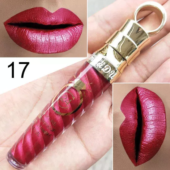 Matte Liquid Lipstick, Lip Stain, Waterproof, Long-Lasting, Sexy Pigment Nude Glitter Style Lip Gloss - Beauty Red Lip Tint.