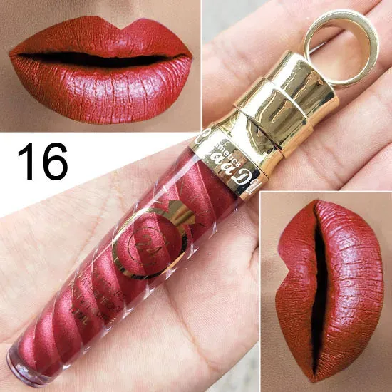 Matte Liquid Lipstick, Lip Stain, Waterproof, Long-Lasting, Sexy Pigment Nude Glitter Style Lip Gloss - Beauty Red Lip Tint.
