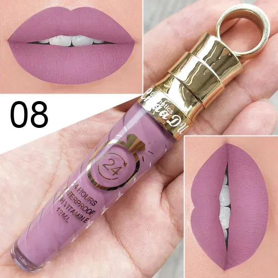 Matte Liquid Lipstick, Lip Stain, Waterproof, Long-Lasting, Sexy Pigment Nude Glitter Style Lip Gloss - Beauty Red Lip Tint.