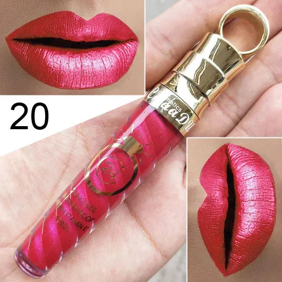 Matte Liquid Lipstick, Lip Stain, Waterproof, Long-Lasting, Sexy Pigment Nude Glitter Style Lip Gloss - Beauty Red Lip Tint.