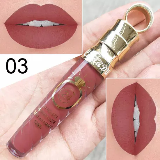 Matte Liquid Lipstick, Lip Stain, Waterproof, Long-Lasting, Sexy Pigment Nude Glitter Style Lip Gloss - Beauty Red Lip Tint.