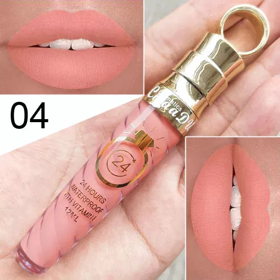 Matte Liquid Lipstick, Lip Stain, Waterproof, Long-Lasting, Sexy Pigment Nude Glitter Style Lip Gloss - Beauty Red Lip Tint.