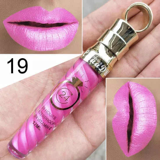 Matte Liquid Lipstick, Lip Stain, Waterproof, Long-Lasting, Sexy Pigment Nude Glitter Style Lip Gloss - Beauty Red Lip Tint.