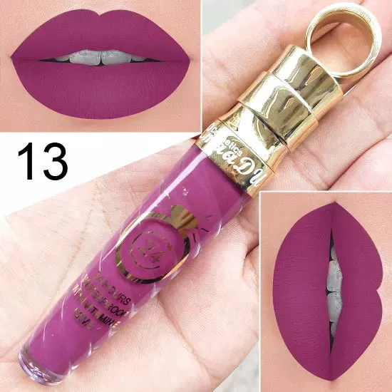 Matte Liquid Lipstick, Lip Stain, Waterproof, Long-Lasting, Sexy Pigment Nude Glitter Style Lip Gloss - Beauty Red Lip Tint.