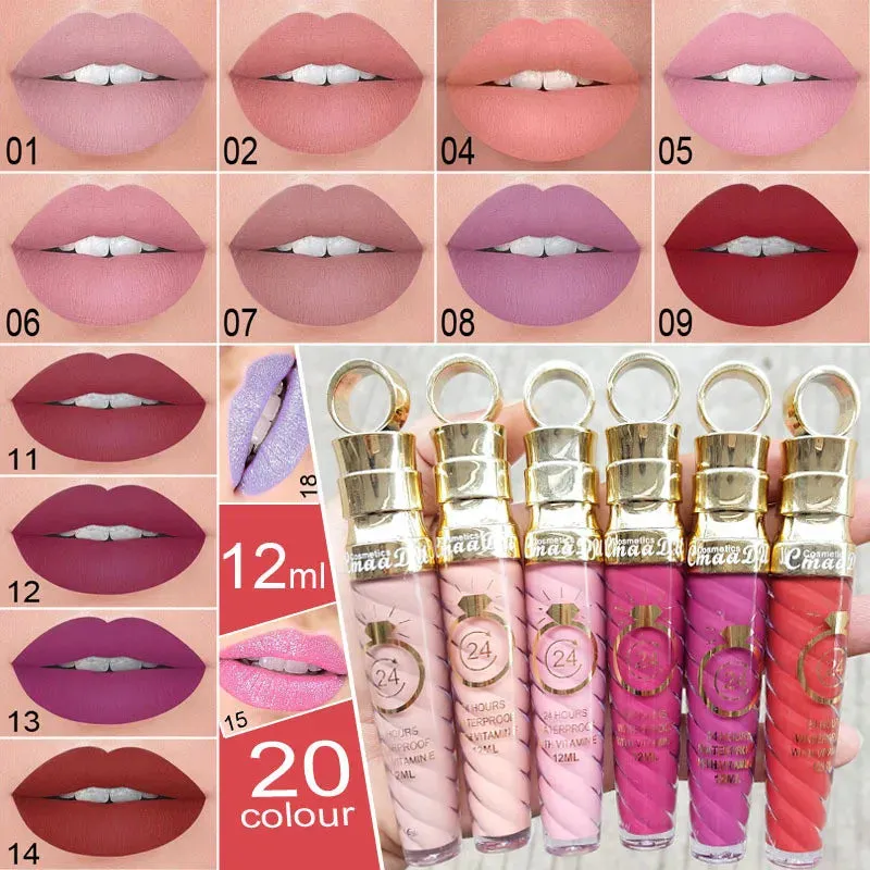 Matte Liquid Lipstick, Lip Stain, Waterproof, Long-Lasting, Sexy Pigment Nude Glitter Style Lip Gloss - Beauty Red Lip Tint.