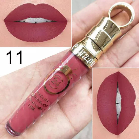Matte Liquid Lipstick, Lip Stain, Waterproof, Long-Lasting, Sexy Pigment Nude Glitter Style Lip Gloss - Beauty Red Lip Tint.