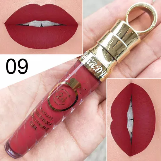 Matte Liquid Lipstick, Lip Stain, Waterproof, Long-Lasting, Sexy Pigment Nude Glitter Style Lip Gloss - Beauty Red Lip Tint.