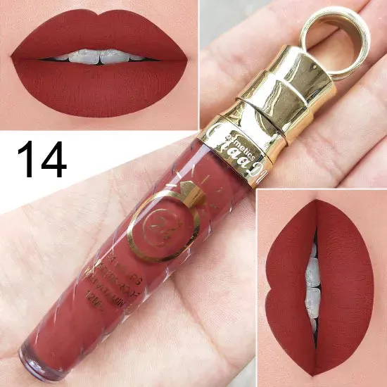 Matte Liquid Lipstick, Lip Stain, Waterproof, Long-Lasting, Sexy Pigment Nude Glitter Style Lip Gloss - Beauty Red Lip Tint.