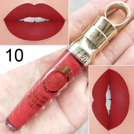 Matte Liquid Lipstick, Lip Stain, Waterproof, Long-Lasting, Sexy Pigment Nude Glitter Style Lip Gloss - Beauty Red Lip Tint.