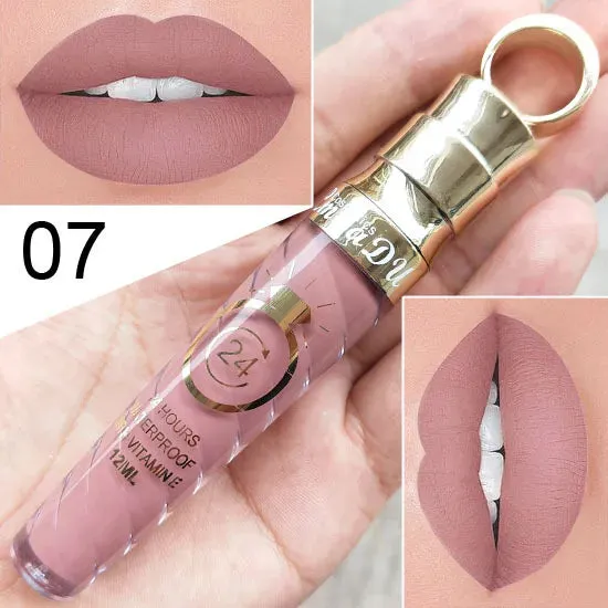Matte Liquid Lipstick, Lip Stain, Waterproof, Long-Lasting, Sexy Pigment Nude Glitter Style Lip Gloss - Beauty Red Lip Tint.