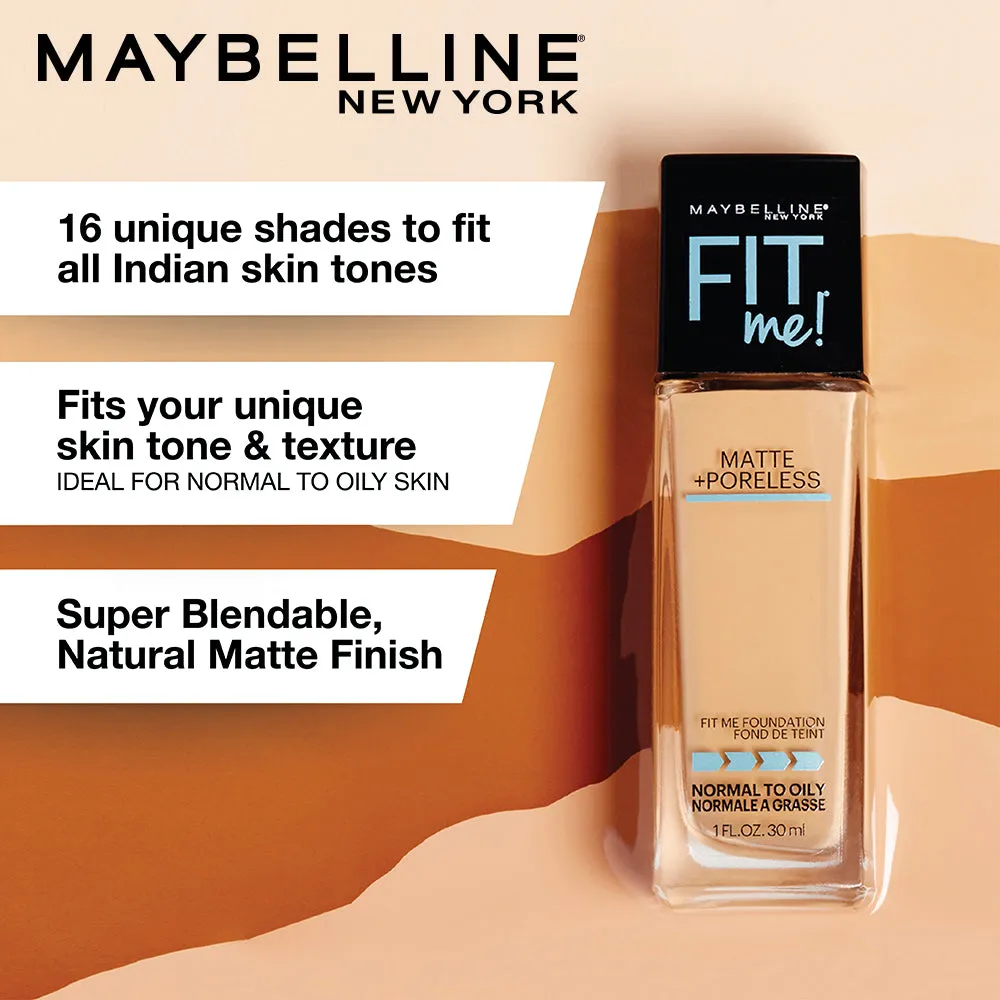 Maybelline New York Fit Me Matte   Poreless Liquid Foundation, 310 Sun Beige | Matte Foundation | Oil Control Foundation | Foundation With SPF, 30 ml