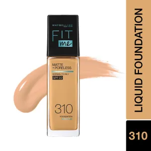Maybelline New York Fit Me Matte   Poreless Liquid Foundation, 310 Sun Beige | Matte Foundation | Oil Control Foundation | Foundation With SPF, 30 ml