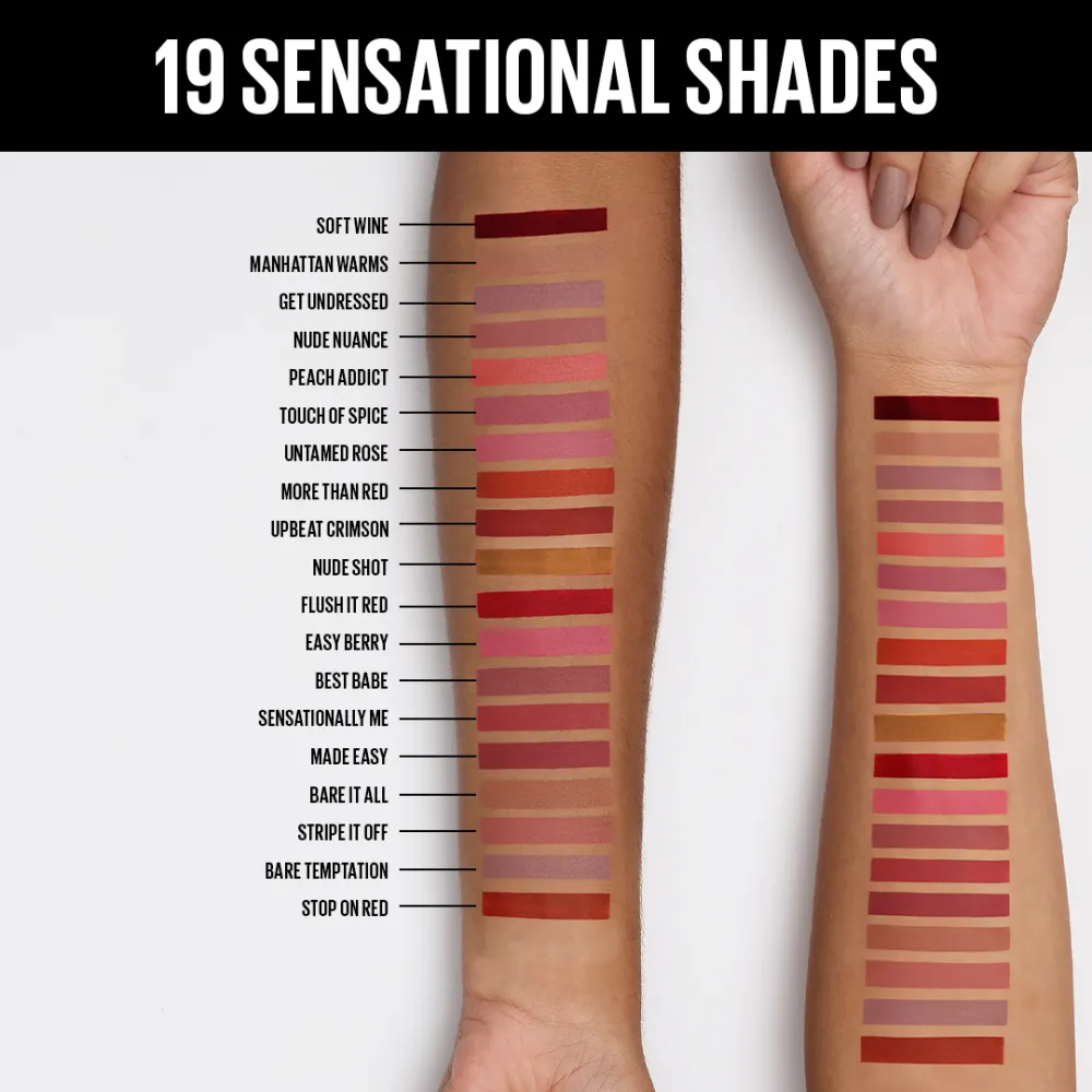 Maybelline New York Sensational Liquid Matte Lipstick, NU01 Bare It All, 7ml - Liquid Lipstick Shades Delivering Intense Matte Color Effect