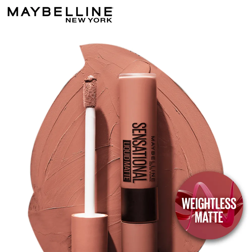 Maybelline New York Sensational Liquid Matte Lipstick, NU01 Bare It All, 7ml - Liquid Lipstick Shades Delivering Intense Matte Color Effect