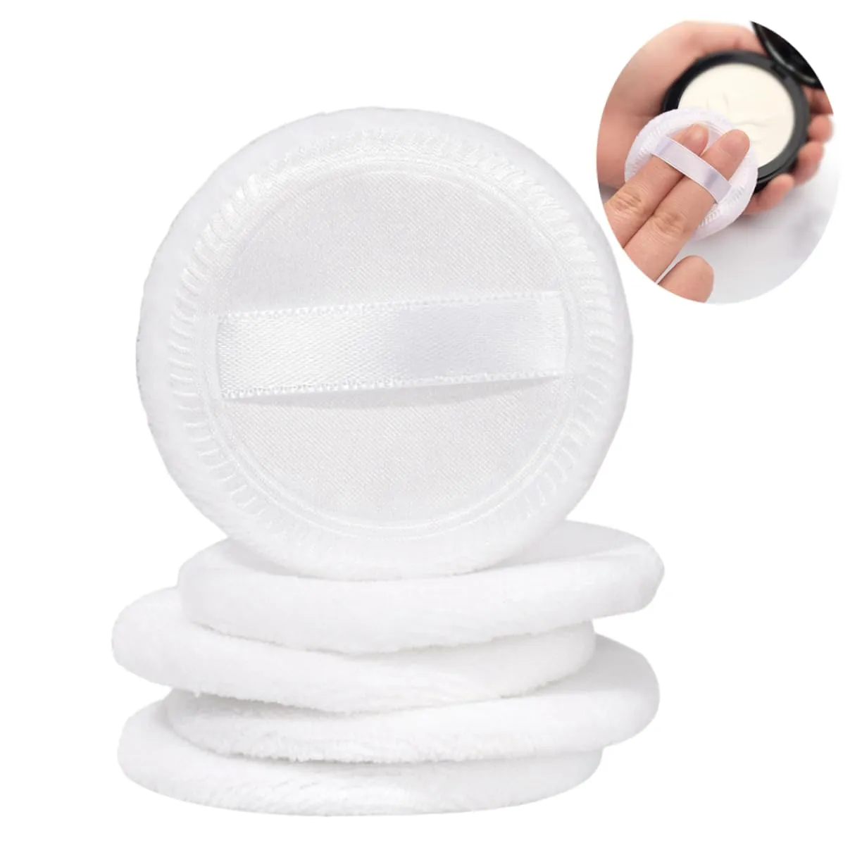 MERRYHAPY 5pcs Makeup Powder Puff Soft Cotton Foundation Applicators for Loose Powder for Women Girls Gentle Skin for Home Salon Travel
