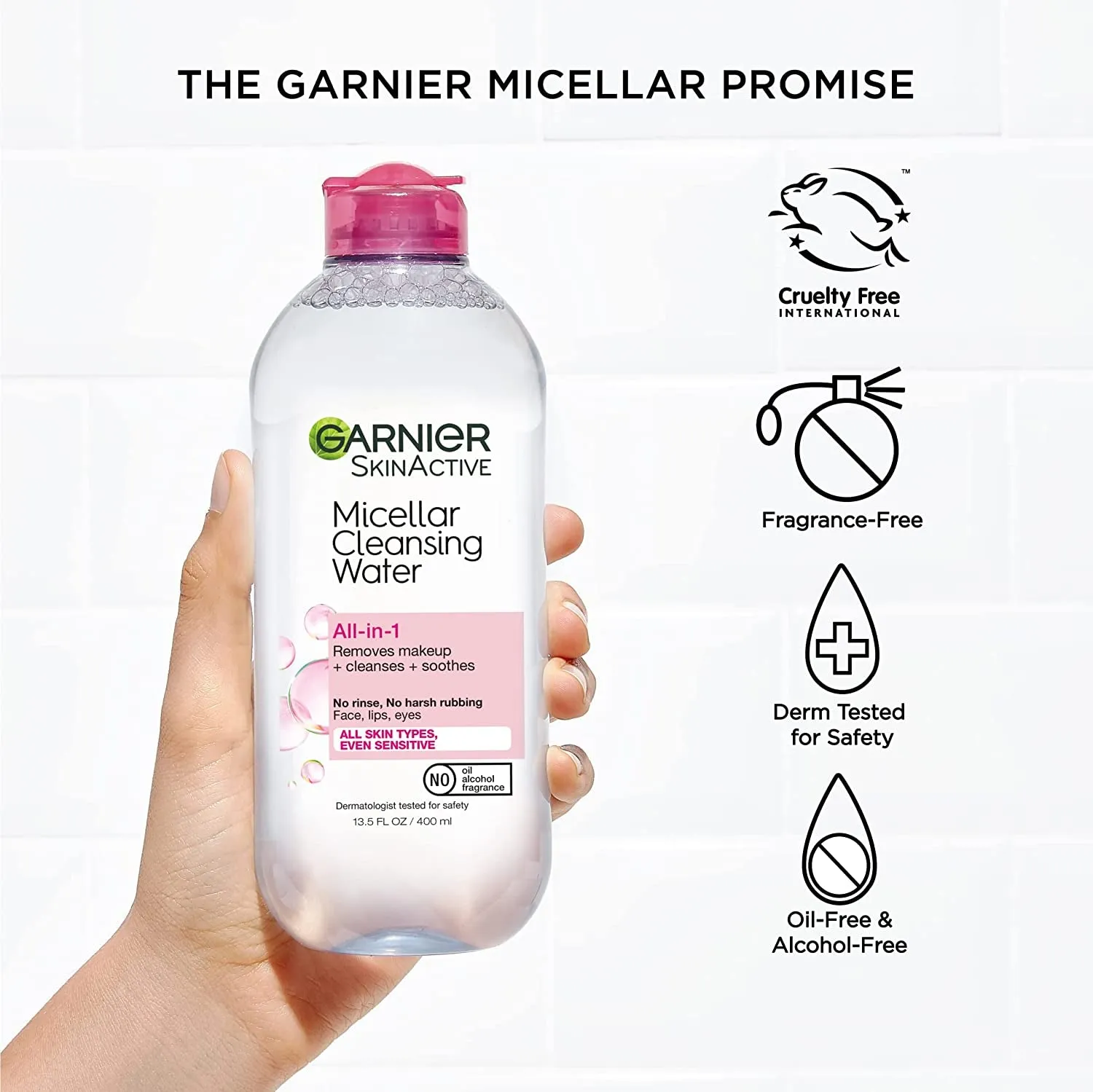 Micellar Water Hydrating Facial Cleanser and Makeup Remover for Sensitive Skin, Vegan and Cruelty-Free, 13.5 Fl Oz (400 mL)