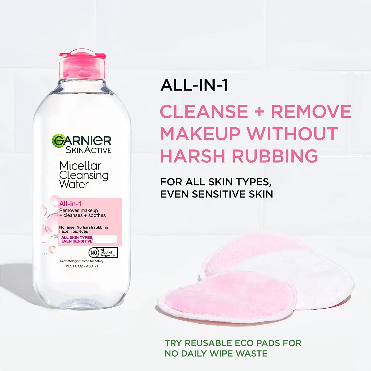 Micellar Water Hydrating Facial Cleanser and Makeup Remover for Sensitive Skin, Vegan and Cruelty-Free, 13.5 Fl Oz (400 mL)