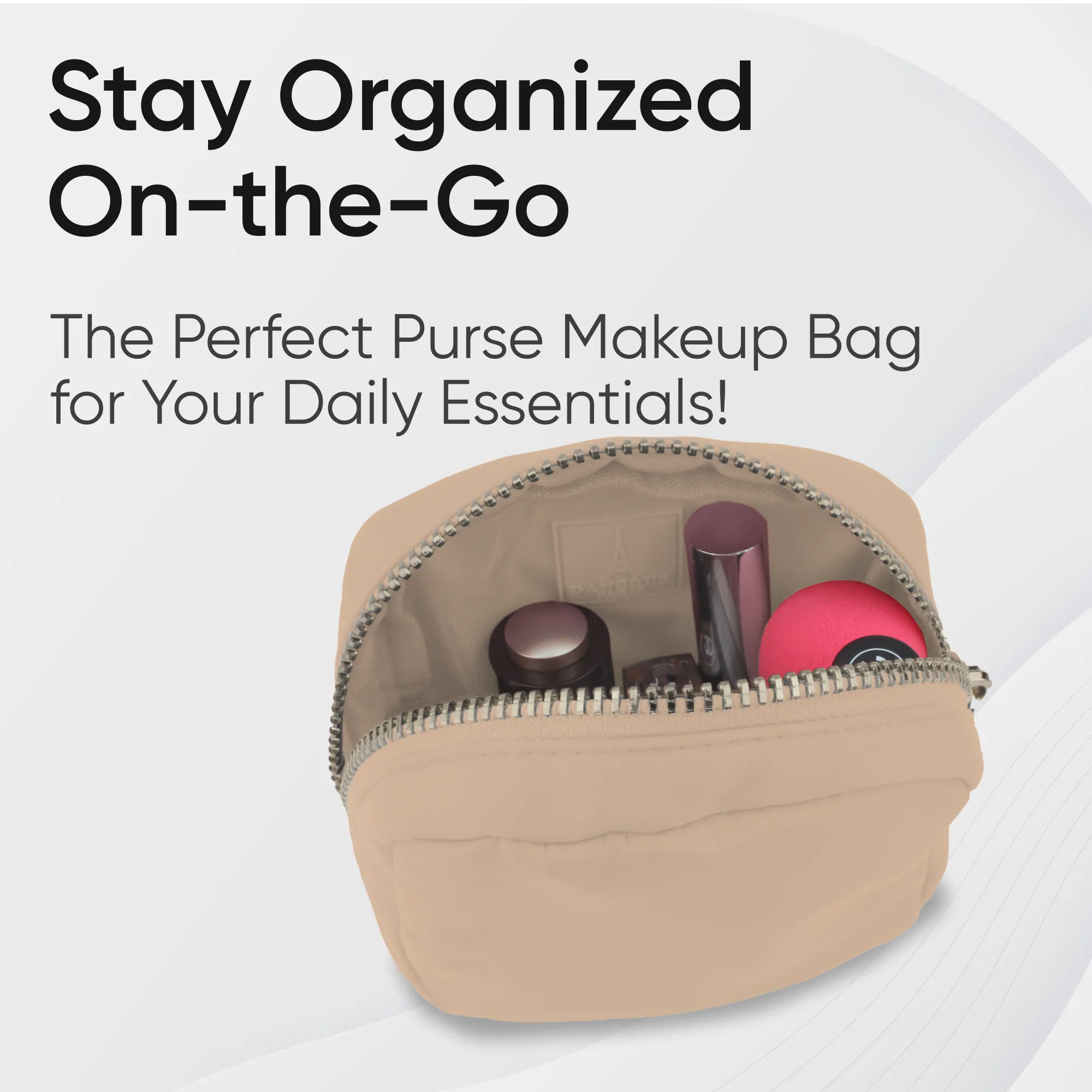 Mini Makeup Bag For Purse - Beige Pouch - Coin Purse Wallet For Women