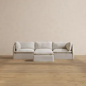 Modular Washable 3-Seater   Ottoman in Powder | Deluxe  Seat | Contour Pillow