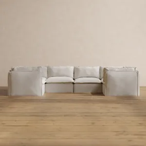 Modular Washable 6-Seater U-Sectional in Powder | Memorix  Seat | Contour Pillow