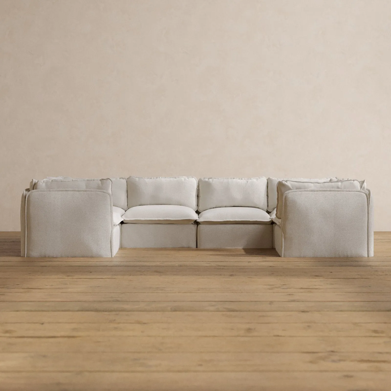 Modular Washable 6-Seater U-Sectional in Powder | Memorix  Seat | Contour Pillow