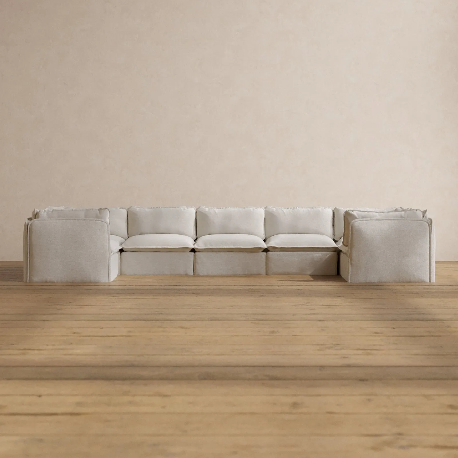 Modular Washable 7-Seater U-Sectional in Powder | Memorix  Seat | Contour Pillow