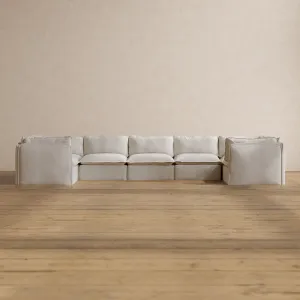Modular Washable 7-Seater U-Sectional in Powder | Memorix  Seat | Contour Pillow