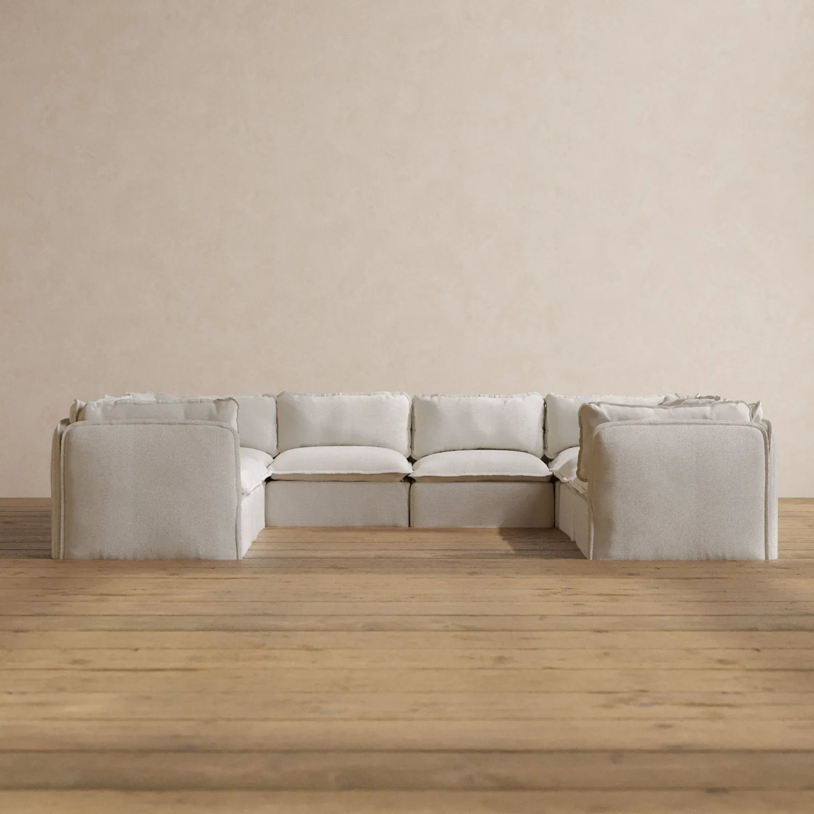 Modular Washable 8-Seater U-Sectional in Powder | Memorix  Seat | Contour Pillow