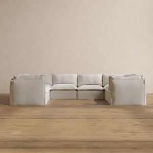 Modular Washable 8-Seater U-Sectional in Powder | Memorix  Seat | Contour Pillow