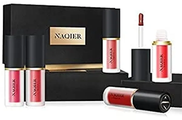 NAQIER 6Pcs Matte Liquid Lipstick Makeup Set Kits Lip Gloss Long Lasting Lipstick Waterproof Velvet Lip Makeup Gift Sets for Girls and Women   8Pcs Matte Lip Liner Set With Sharpener