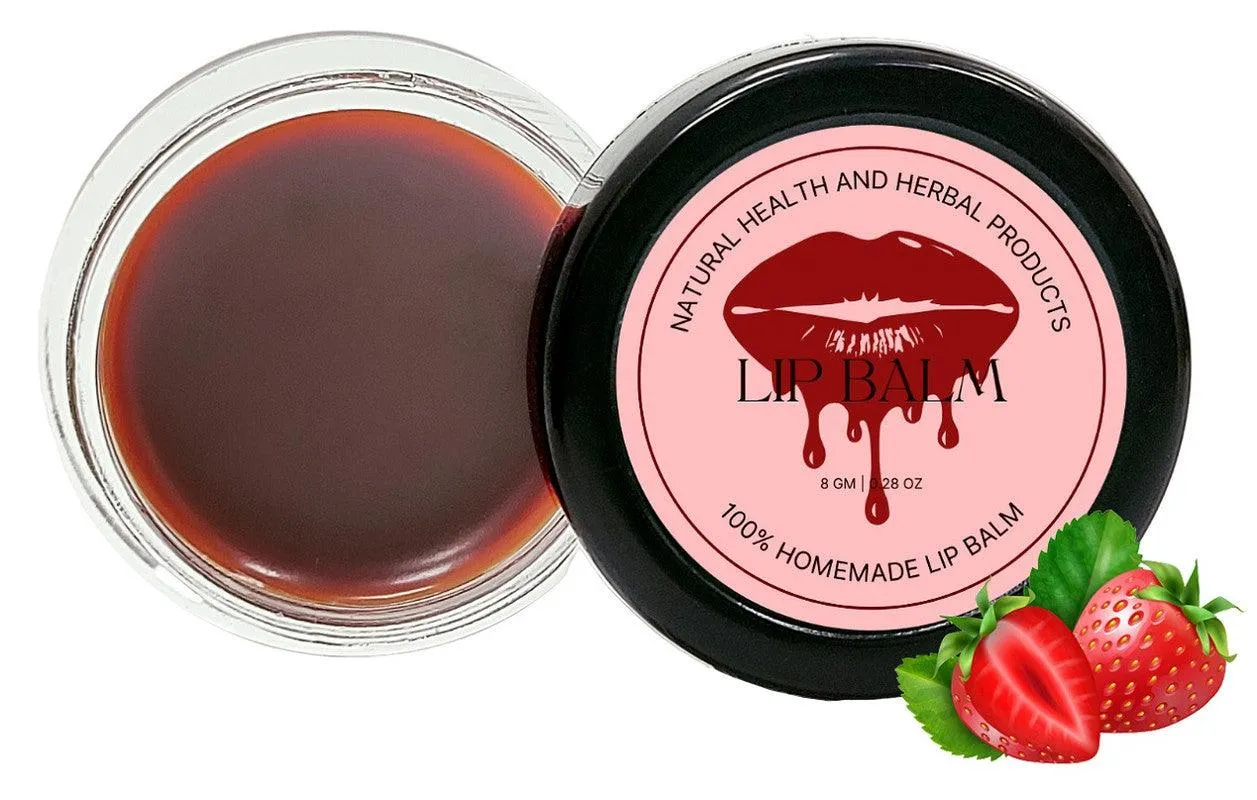 Natural Health and Herbal products Tropical Strawberry Bliss Lip Balm: Lips' Best Friend SPF Protection Bright Lips 12 Hrs Miniaturization, Long Lasting, Romantic, Kissable, Smooth Enriched, Care- 8g
